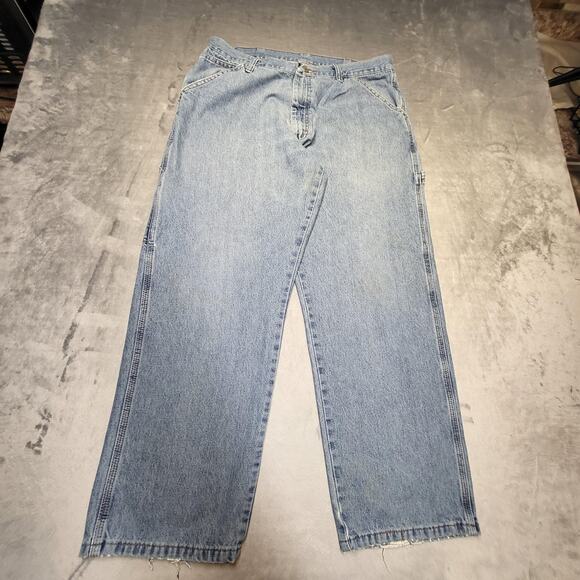 Wrangler Jeans Mens 34x28 Light Wash Carpenter Hammer Loop Authentic Issue - Picture 1 of 10
